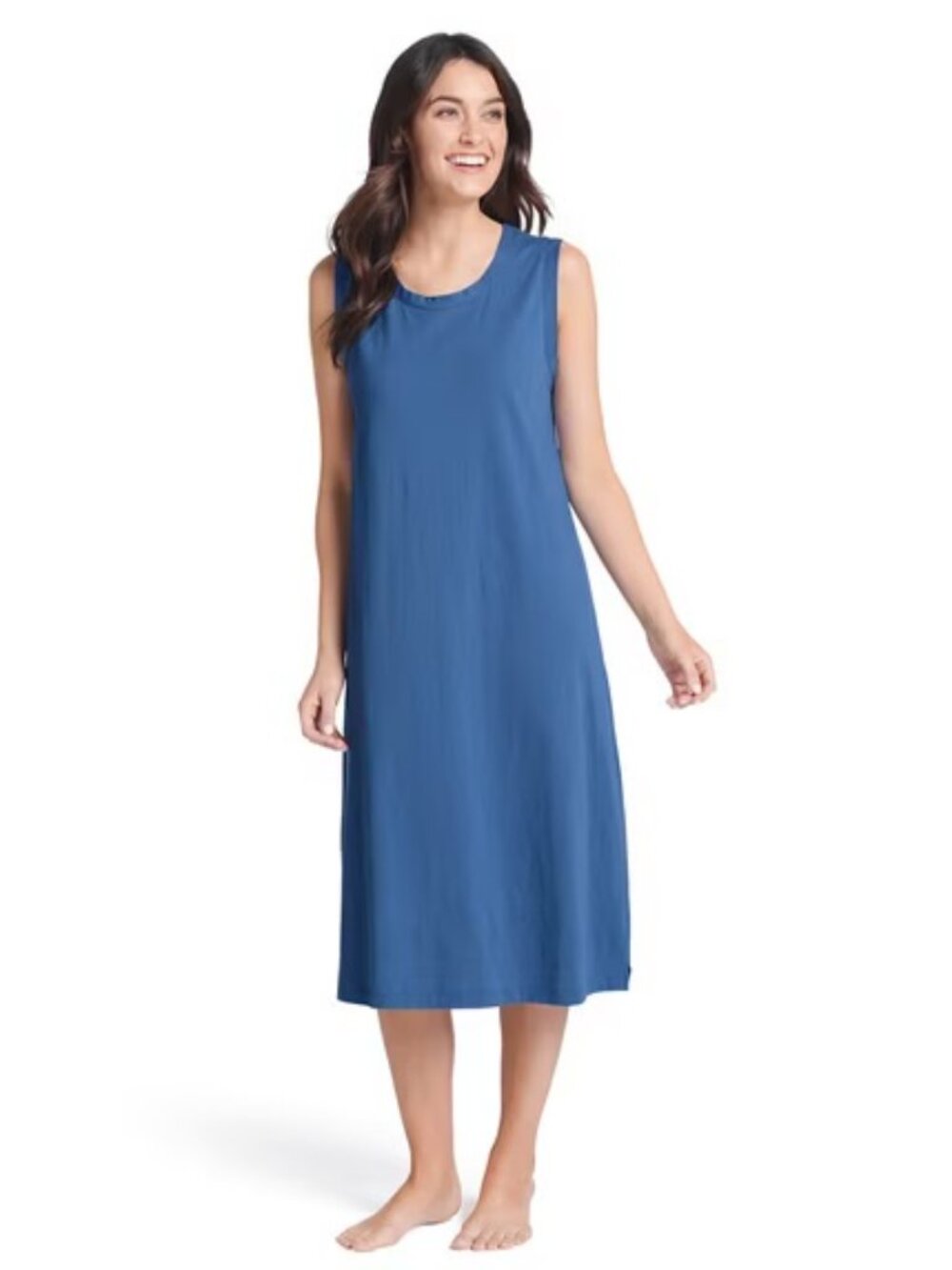 JOCKEY Everyday Essentials 100% Cotton Tank Sleep Dress - Blue - M